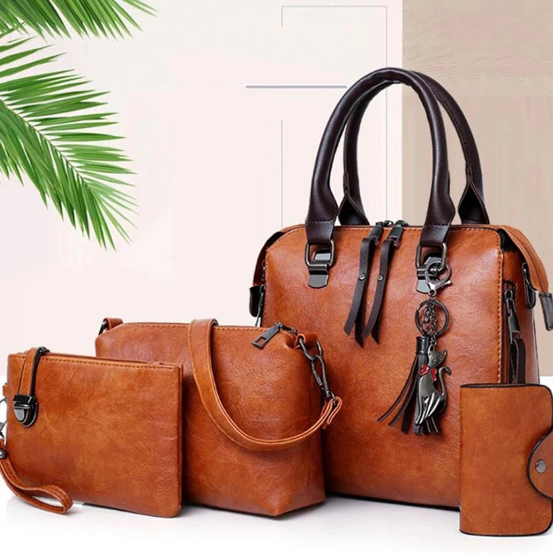 Bolsa Feminina de Couro Tote Zafera [Compre 1 Leve 4]